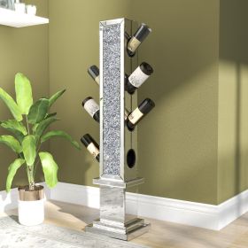 UK style hot sales crushed diamond floating silver mirrored wine bottle holder
