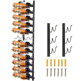 VEVOR Wall Mounted Wine Rack, 12x2 Bottles Wine Holder Towel Rack, Black Steel Vertical Wine Rack, Modern Decorative Wall Mounted Wine Bottle Hol