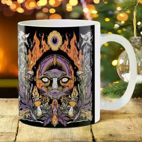 1pc 11oz Artistic Ceramic Coffee Mug with Intricate Skull & Flame Design - Perfect for Coffee, Tea, Milk, Water, Wine -