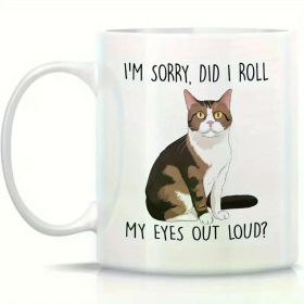 1pc, Mug, 11oz1, Fun Coffee Mug, 11oz Ceramic Coffee Mug, Water Mug, Summer Winter Wine Set, Gifts for Cat Lovers,