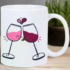 Ceramic Coffee Mug with Wine Lovers Design, Reusable Insulated Cup, Hand-Wash Only, Multipurpose, No Electricity