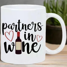 Ceramic Coffee Mug "Partners in Wine" - Reusable, Hand-Wash Only, Multipurpose, No Electricity Needed - Ideal Gift
