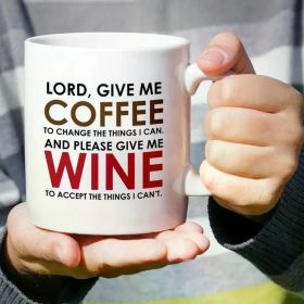1pc Funny Mug - Lord, Give Me Coffee and Please Give Me Wine 11 Oz Ceramic Coffee...