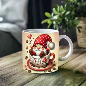 1pc_Coffee Gnome In Mug ceramic cup 11 ounces, coffee/tea/wine glass, suitable for Valentine's Day, birthdays