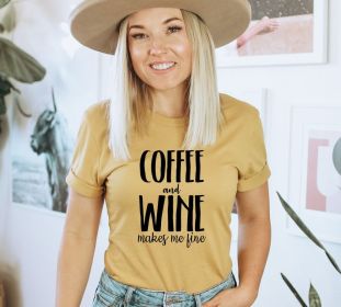 Coffee And Wine Makes Me Fine T-shirt, Coffee Shirts, Wine Shirts Wine Tasting Shirts, Coffee And Wine Gifts, Gift For Mom, Mother's Day, New Mom (size: XS)
