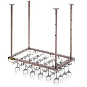 VEVOR Ceiling Wine Glass Rack, 23.6 x 13.8 inch Hanging Wine Glass Rack, 18.9-35.8 inch Height Adjustable Hanging Wine Rack Cabinet (Color: Copper Stains, size: 23.6" x 13.8")